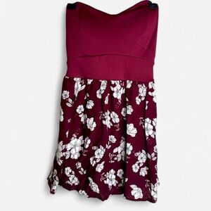Empyre Gina Burgundy Floral Strapless Mini Tube Dress – Size Medium
